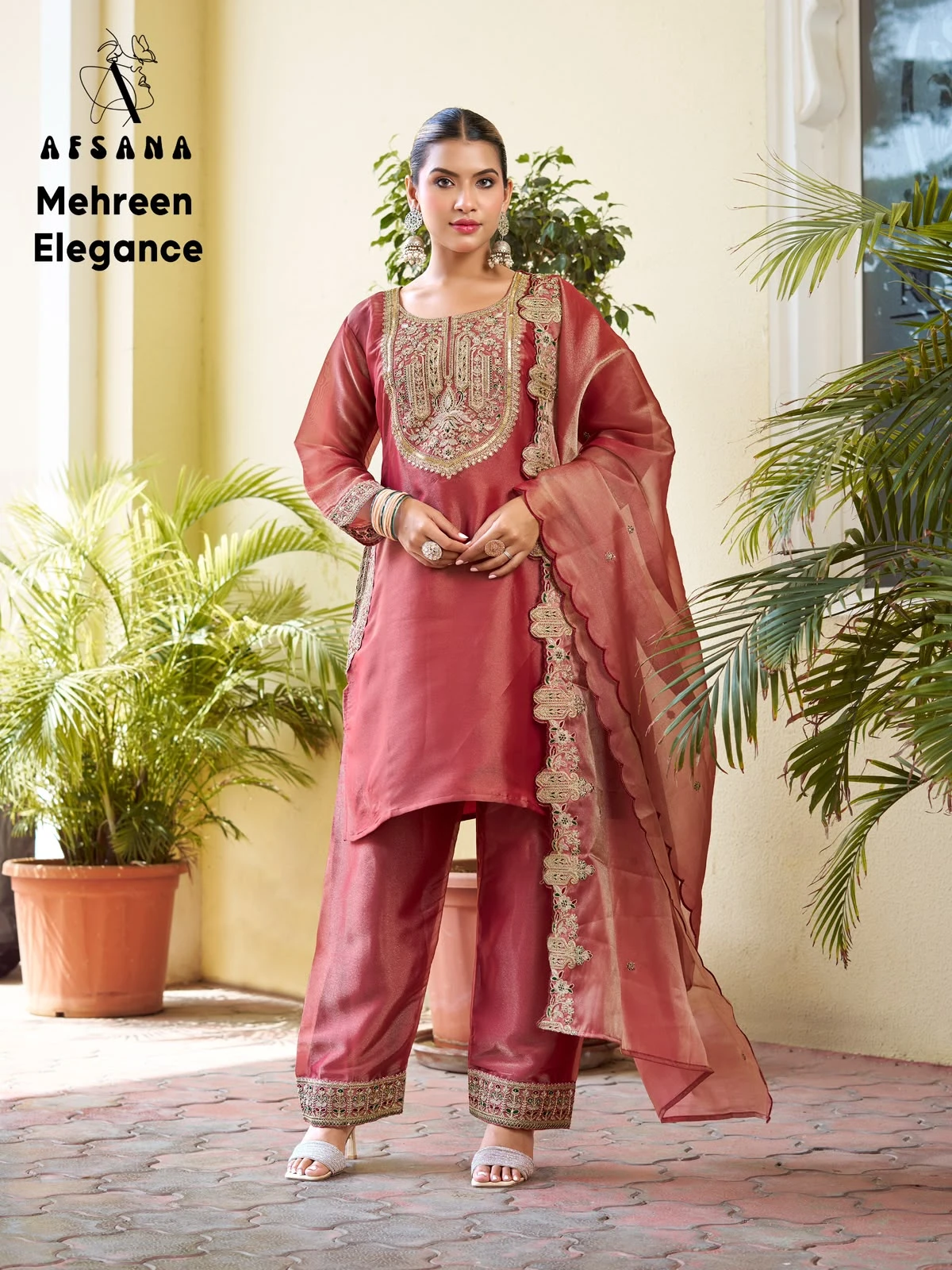 Afsana Mehreen Chinon Embroidered Readymade Collection 8