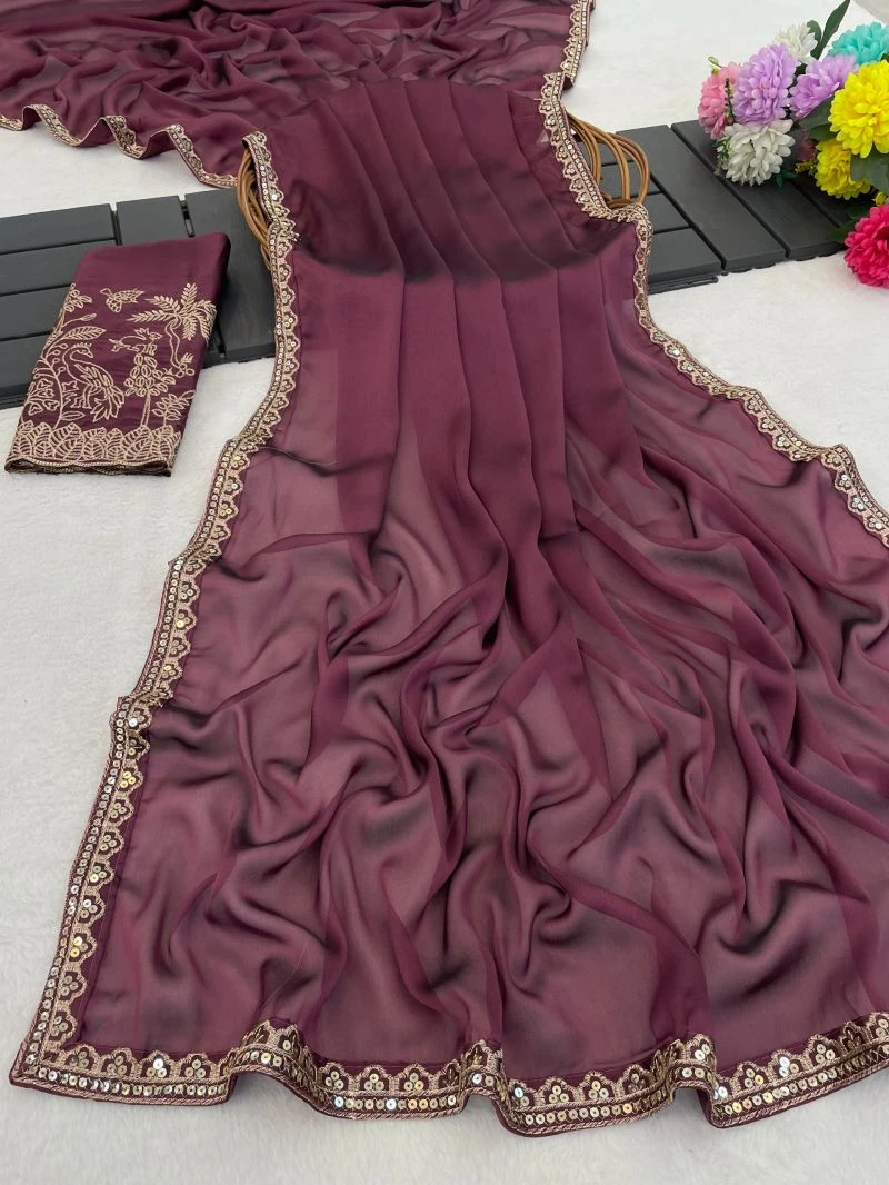 Ahalya Kf Vol 1 Rangoli Chiffon Aesthetic Zari Work Saree 7