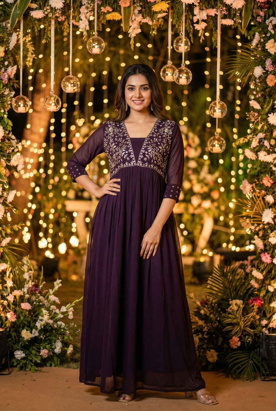 Amayra Ready To Wear Heavy Georgette Gown With Embroidery And Hand Work 11