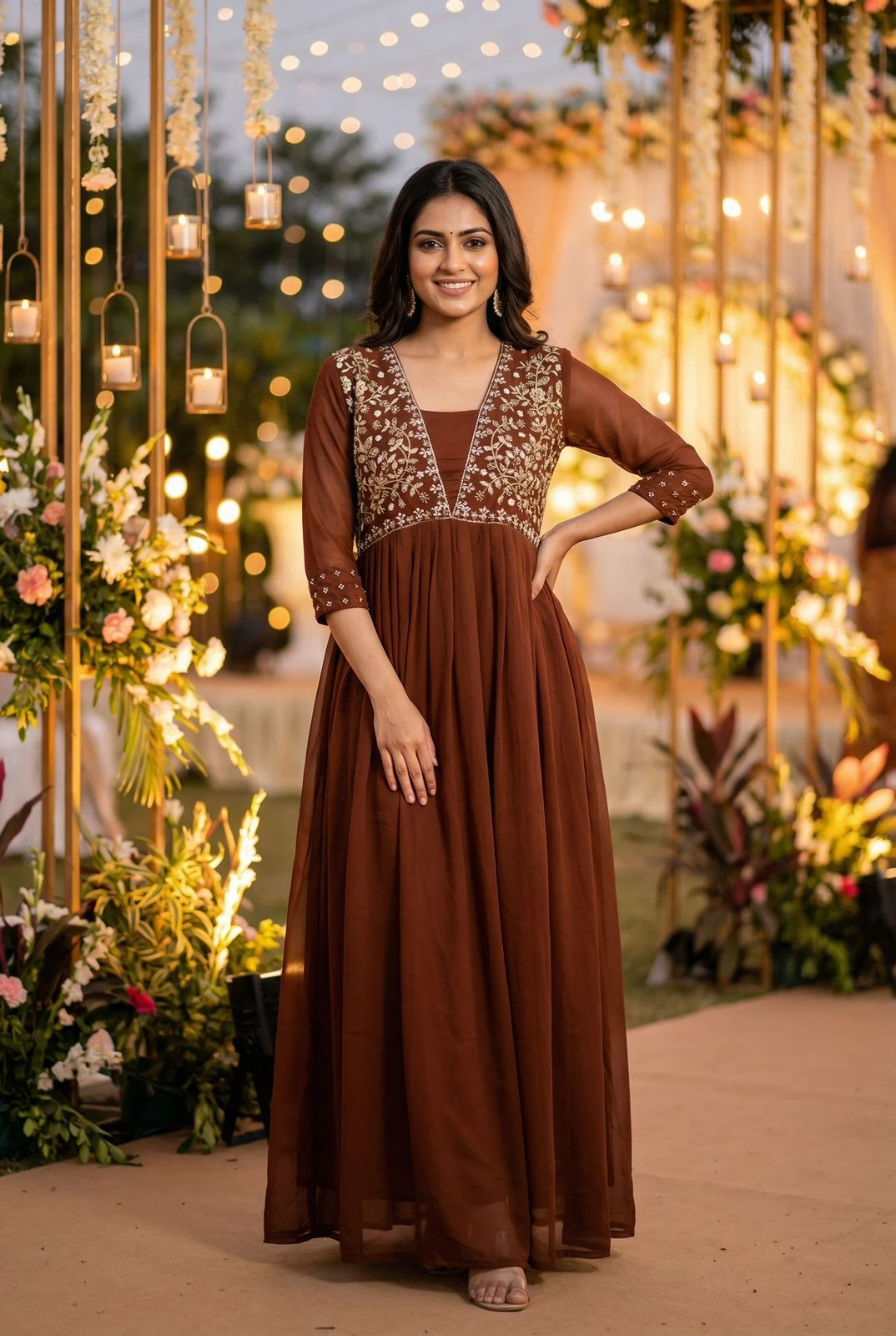 Amayra Ready To Wear Heavy Georgette Gown With Embroidery And Hand Work 2