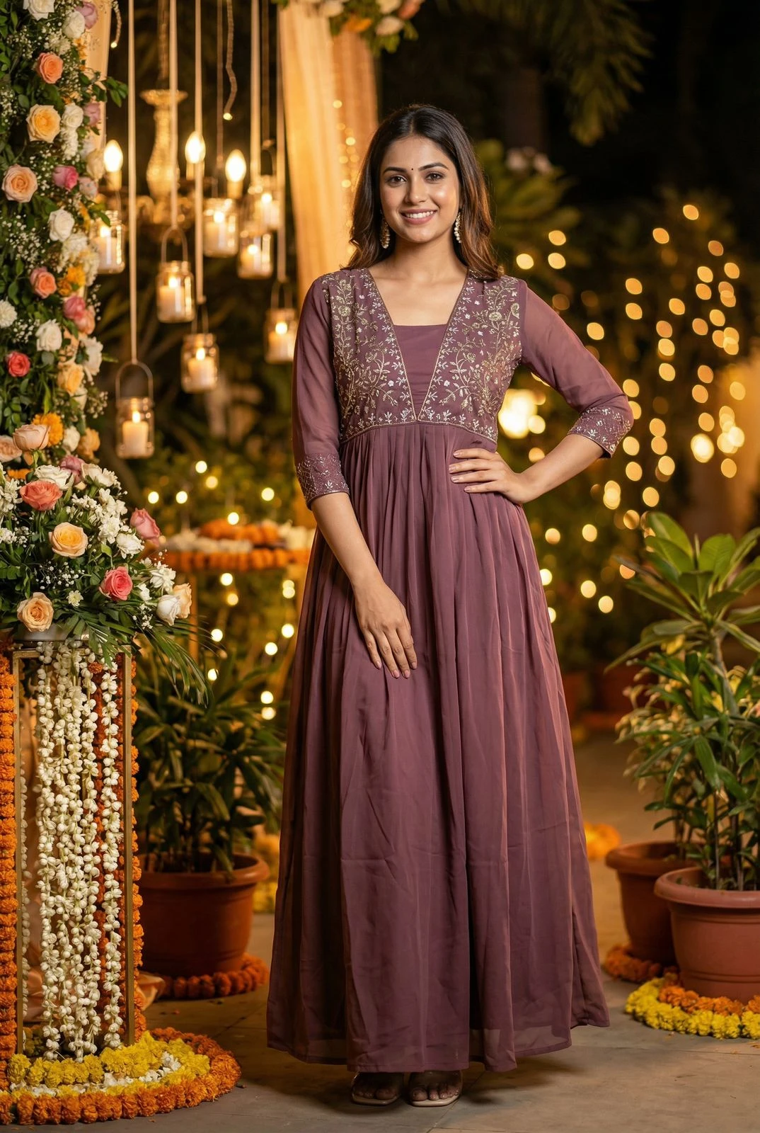 Amayra Ready To Wear Heavy Georgette Gown With Embroidery And Hand Work 9