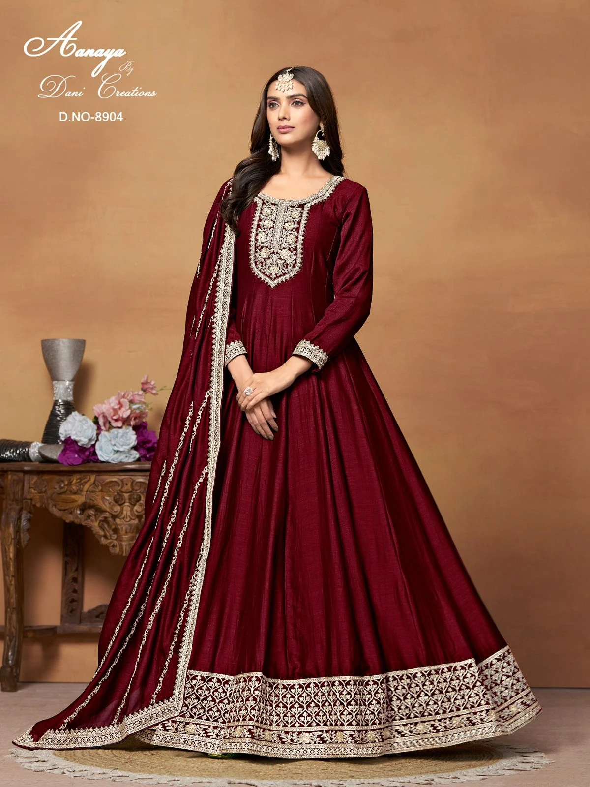 Art Silk Long Anrkali Suits Wholesale Collection