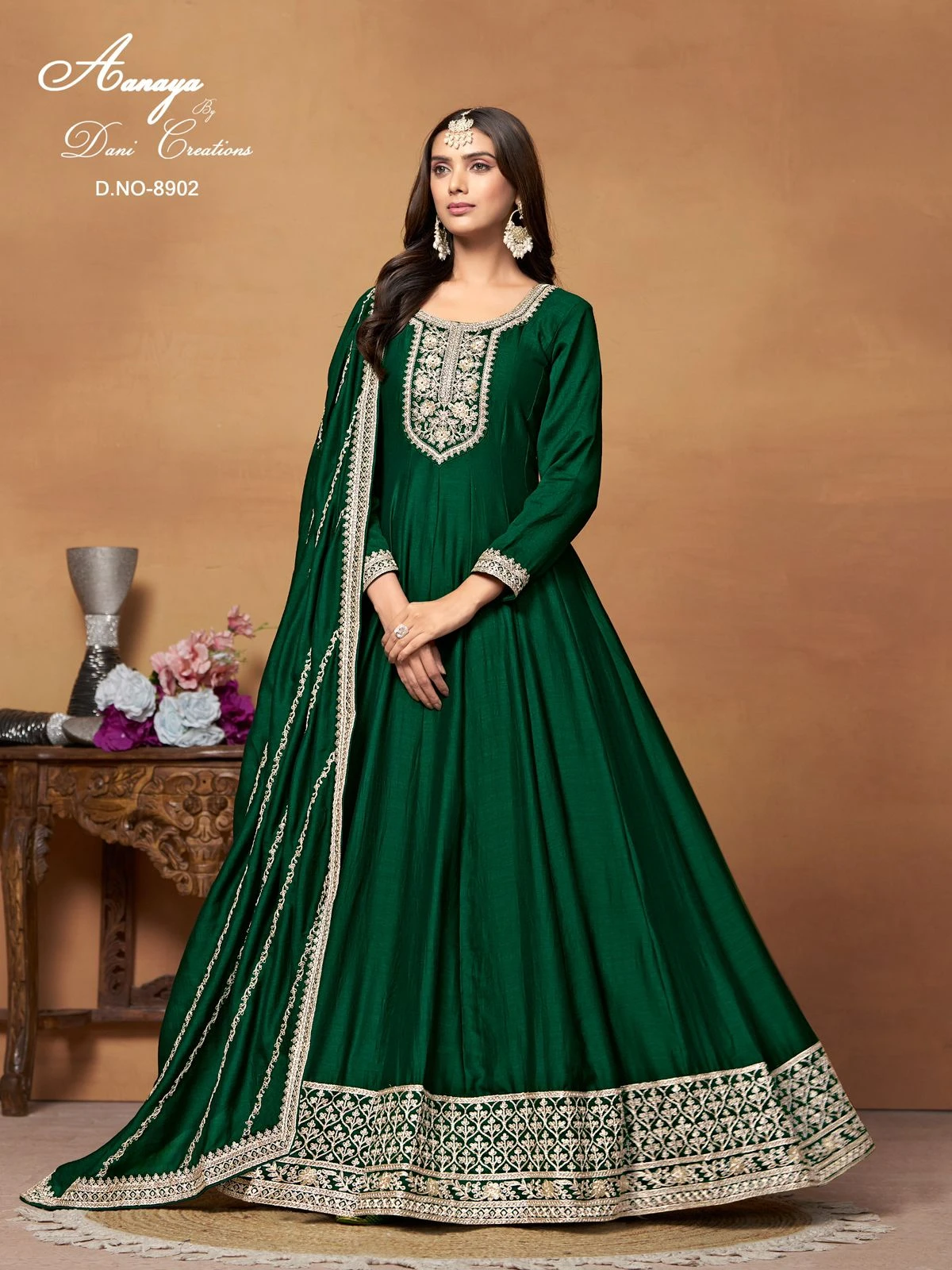 Art Silk Long Anrkali Suits Wholesale Collection 3
