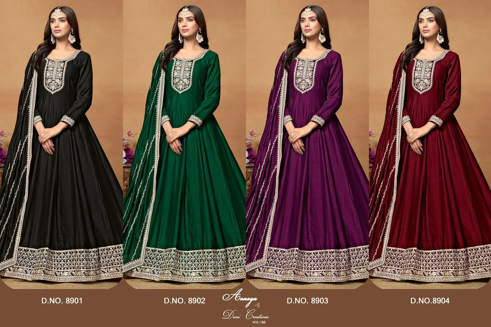 Art Silk Long Anrkali Suits Wholesale Collection 9