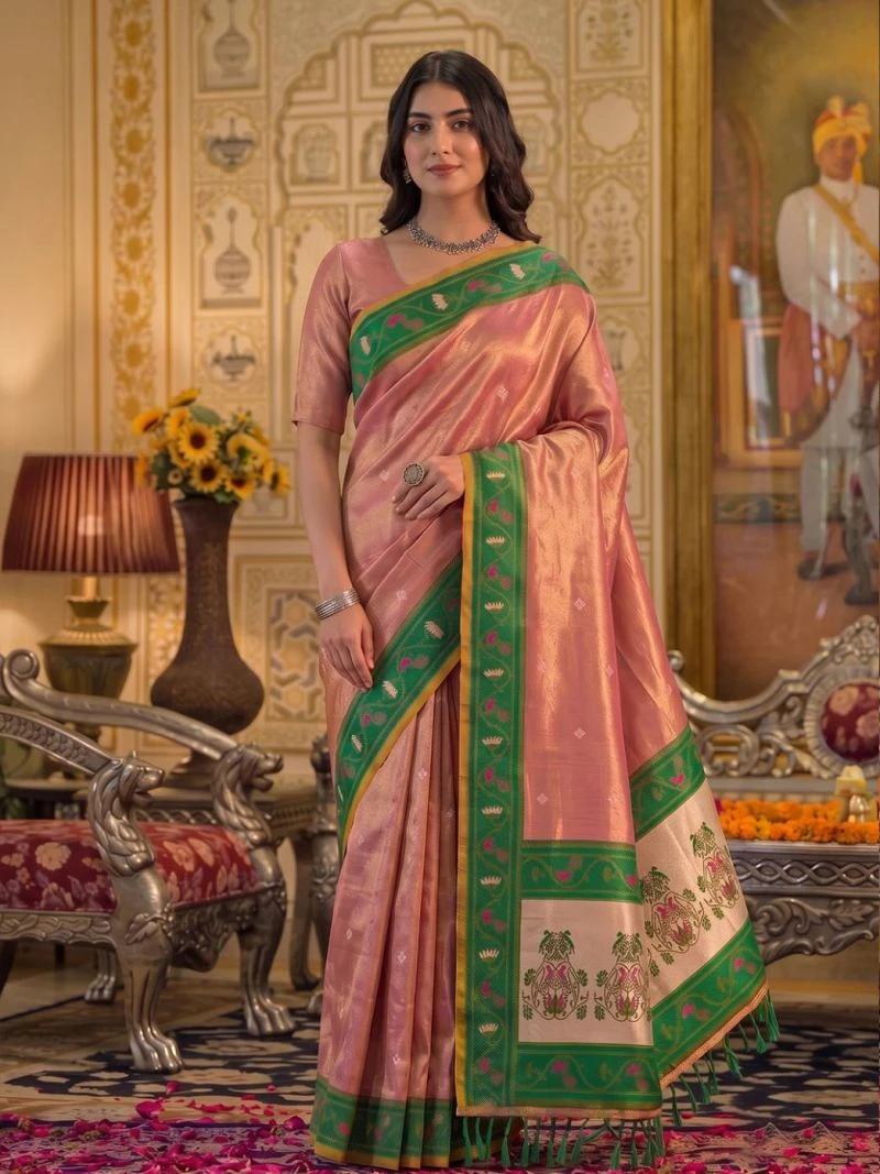 Ast Poshak Tissue Silk With Meena Worked Fancy Saree 2
