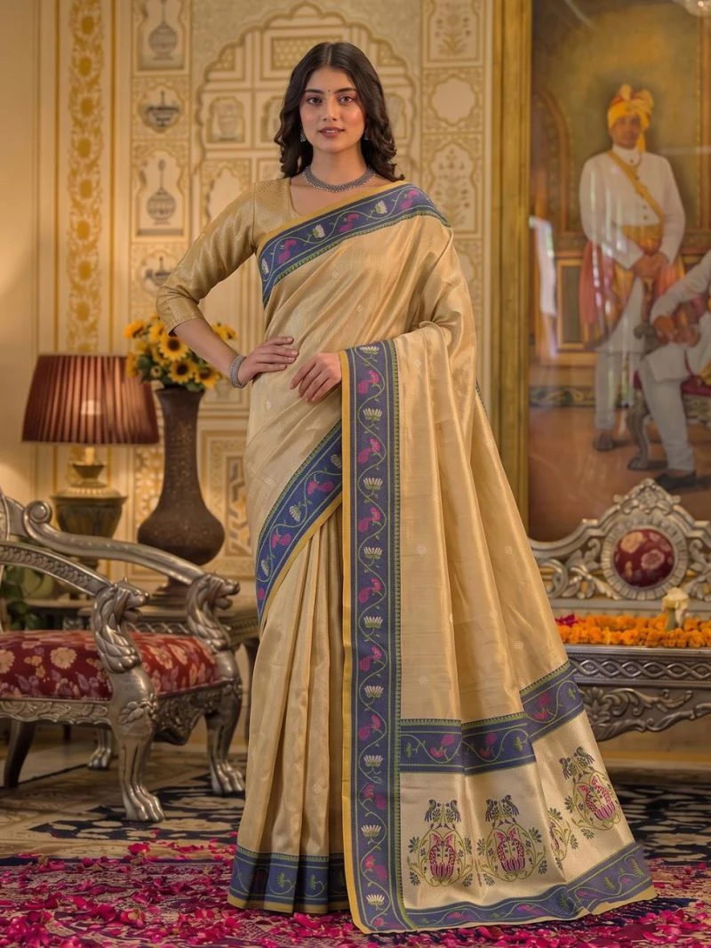 Ast Poshak Tissue Silk With Meena Worked Fancy Saree 3