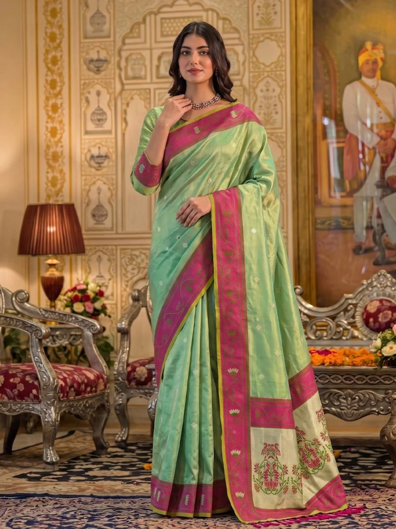 Ast Poshak Tissue Silk With Meena Worked Fancy Saree 6