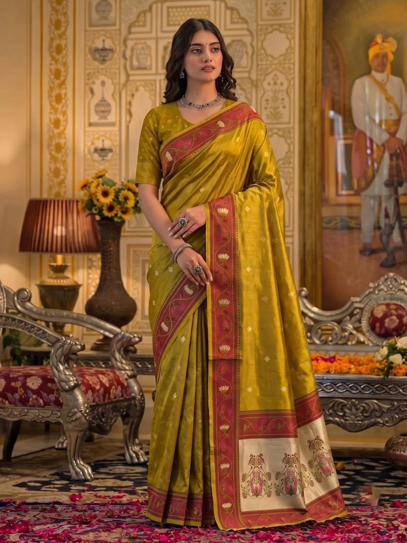Ast Poshak Tissue Silk With Meena Worked Fancy Saree 7