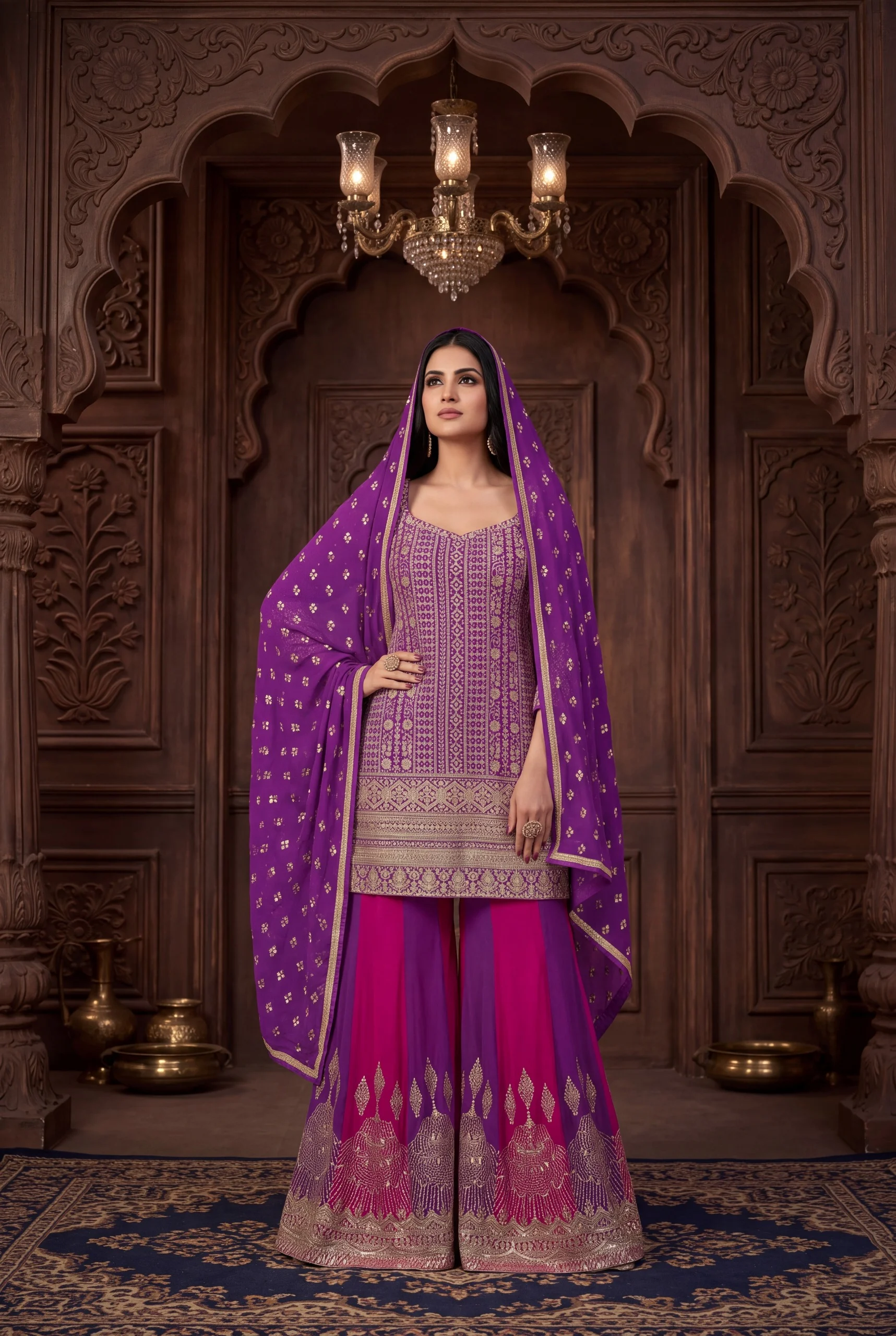 Aurraa Designer Rajiya Premium Real Georgette Suit With Heavy Embroidery And Zarkan Work 4