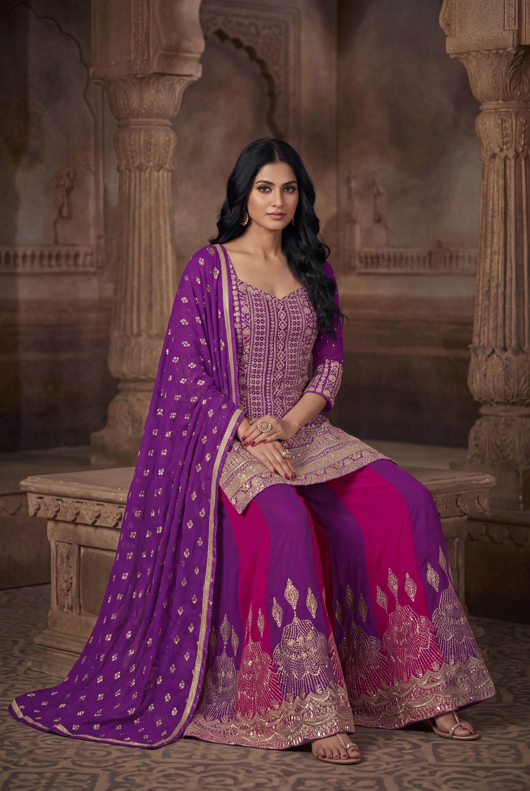 Aurraa Designer Rajiya Premium Real Georgette Suit With Heavy Embroidery And Zarkan Work 6