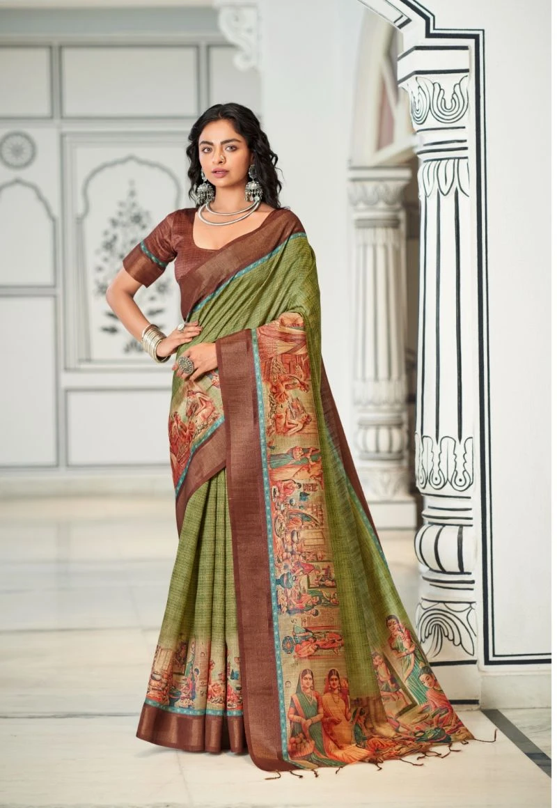 Baishakhi Art Tusser Silk Pichwai Printed Saree Collection 2