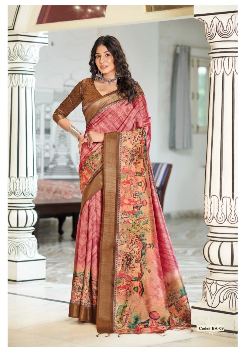 Baishakhi Art Tusser Silk Pichwai Printed Saree Collection 4