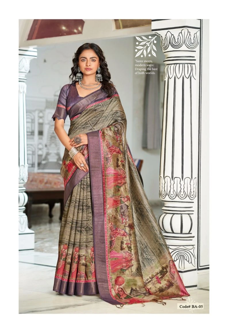 Baishakhi Art Tusser Silk Pichwai Printed Saree Collection 5