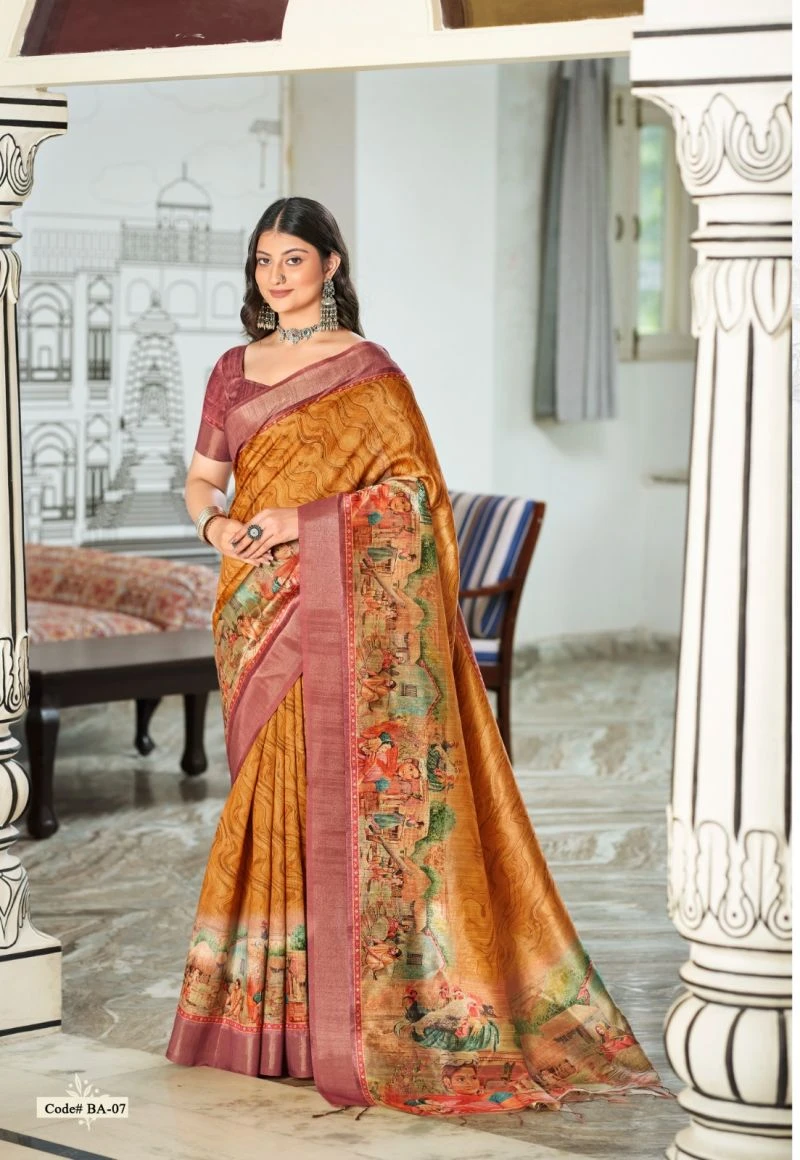 Baishakhi Art Tusser Silk Pichwai Printed Saree Collection 6