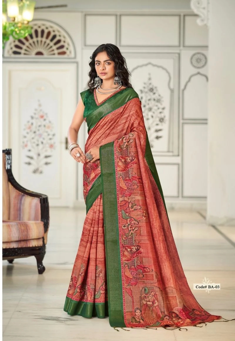 Baishakhi Art Tusser Silk Pichwai Printed Saree Collection 7