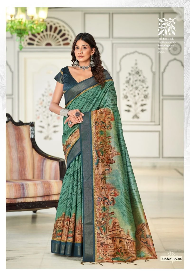 Baishakhi Art Tusser Silk Pichwai Printed Saree Collection 8