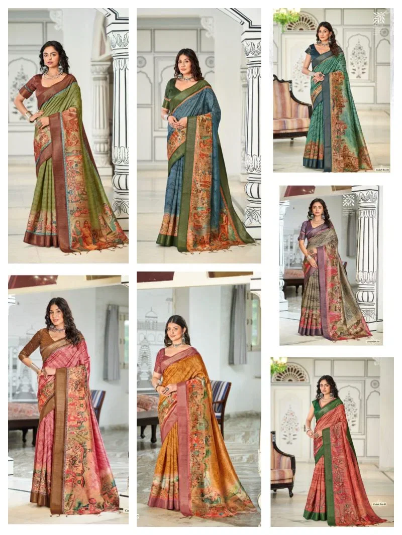Baishakhi Art Tusser Silk Pichwai Printed Saree Collection 9