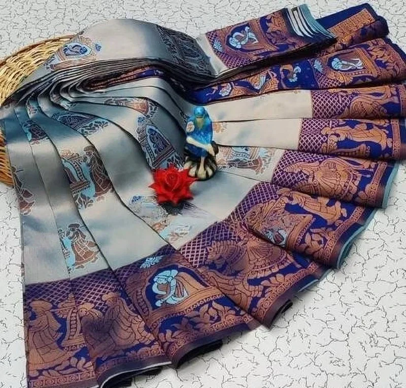 Banarasi 45270 Soft Silk Jacquard Worked Saree Collection 4