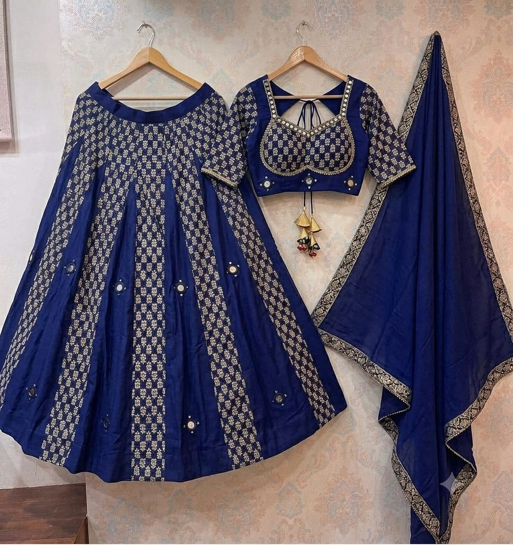 Black Ikkat Pure Rayon Cotton Lehenga Choli With Original Mirror Work 2