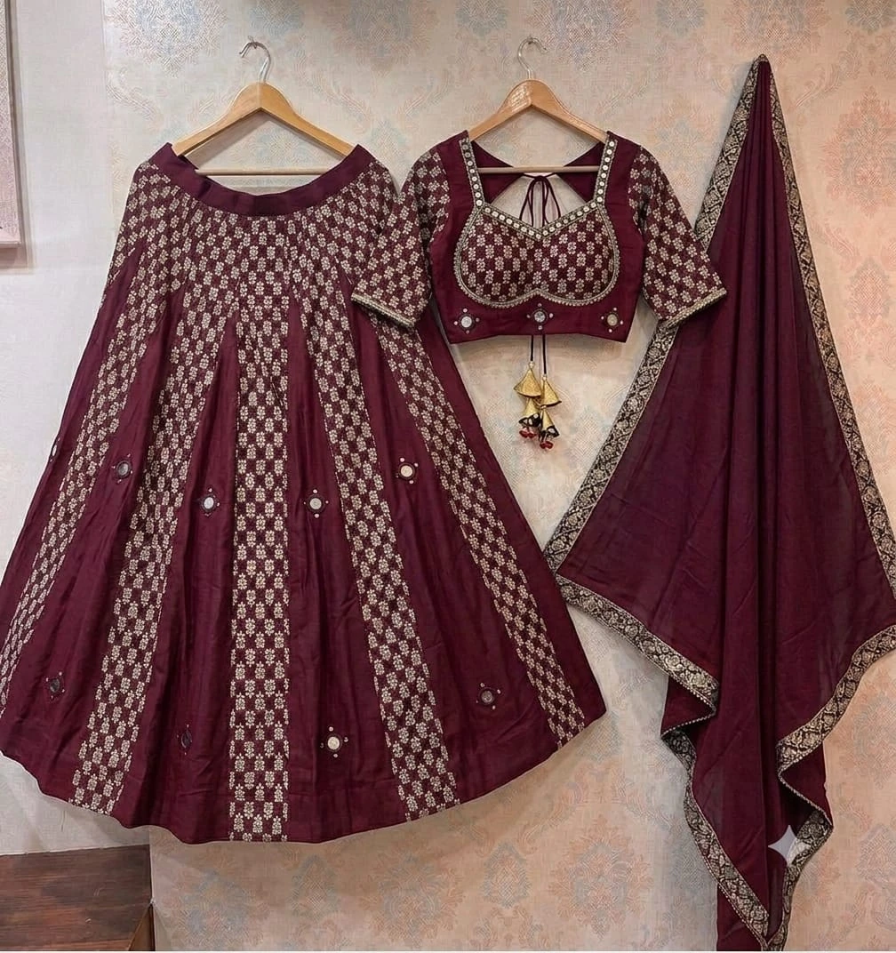 Black Ikkat Pure Rayon Cotton Lehenga Choli With Original Mirror Work 5