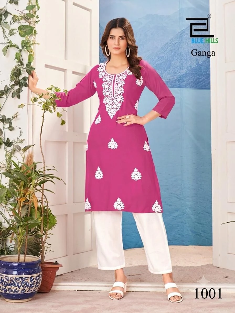 Blue Hills GANGA Embroidered Lucknowi Kurti 2