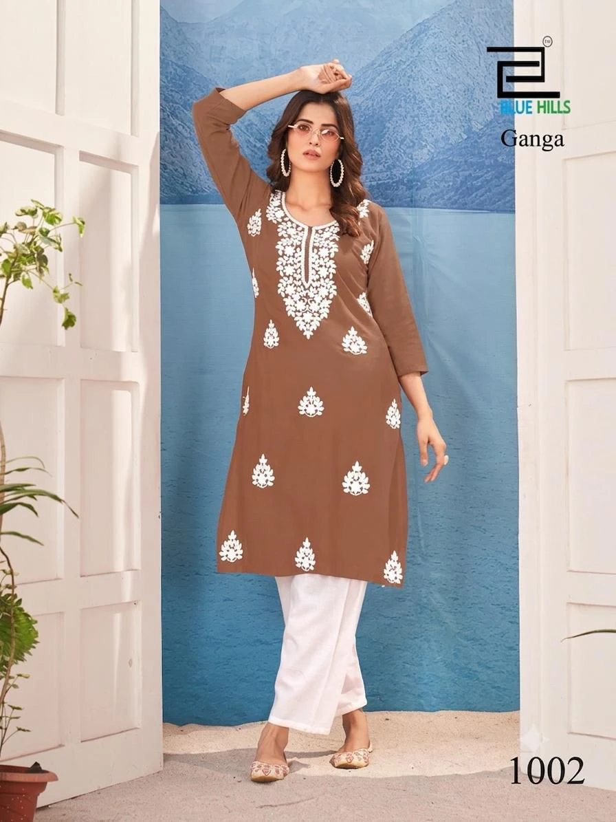 Blue Hills GANGA Embroidered Lucknowi Kurti 3
