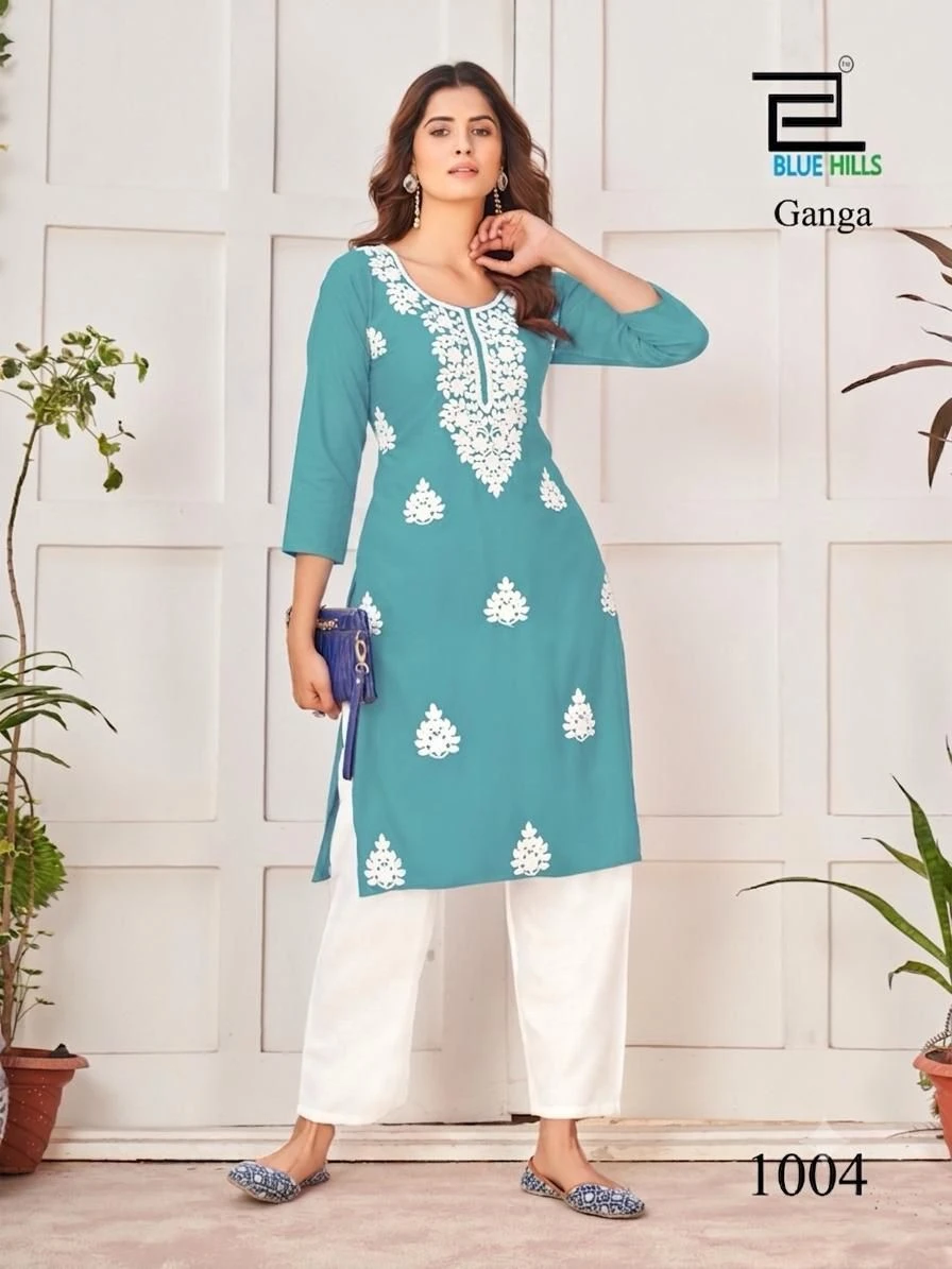 Blue Hills GANGA Embroidered Lucknowi Kurti 4