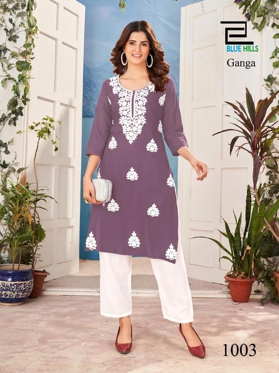 Blue Hills GANGA Embroidered Lucknowi Kurti 5