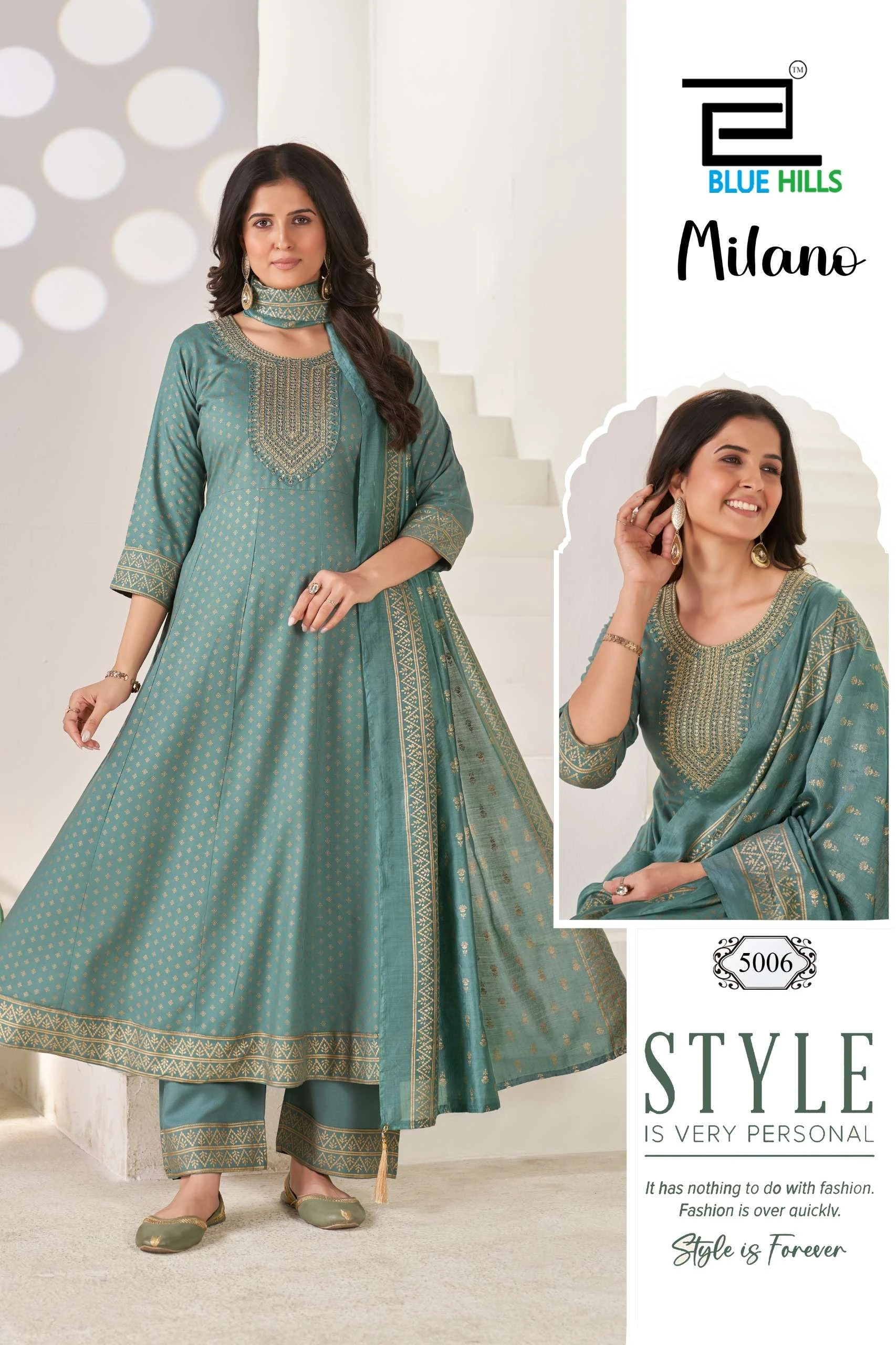 Blue Hills Milano Pus Size A Line Suits  With Dori And Sequence Work 4