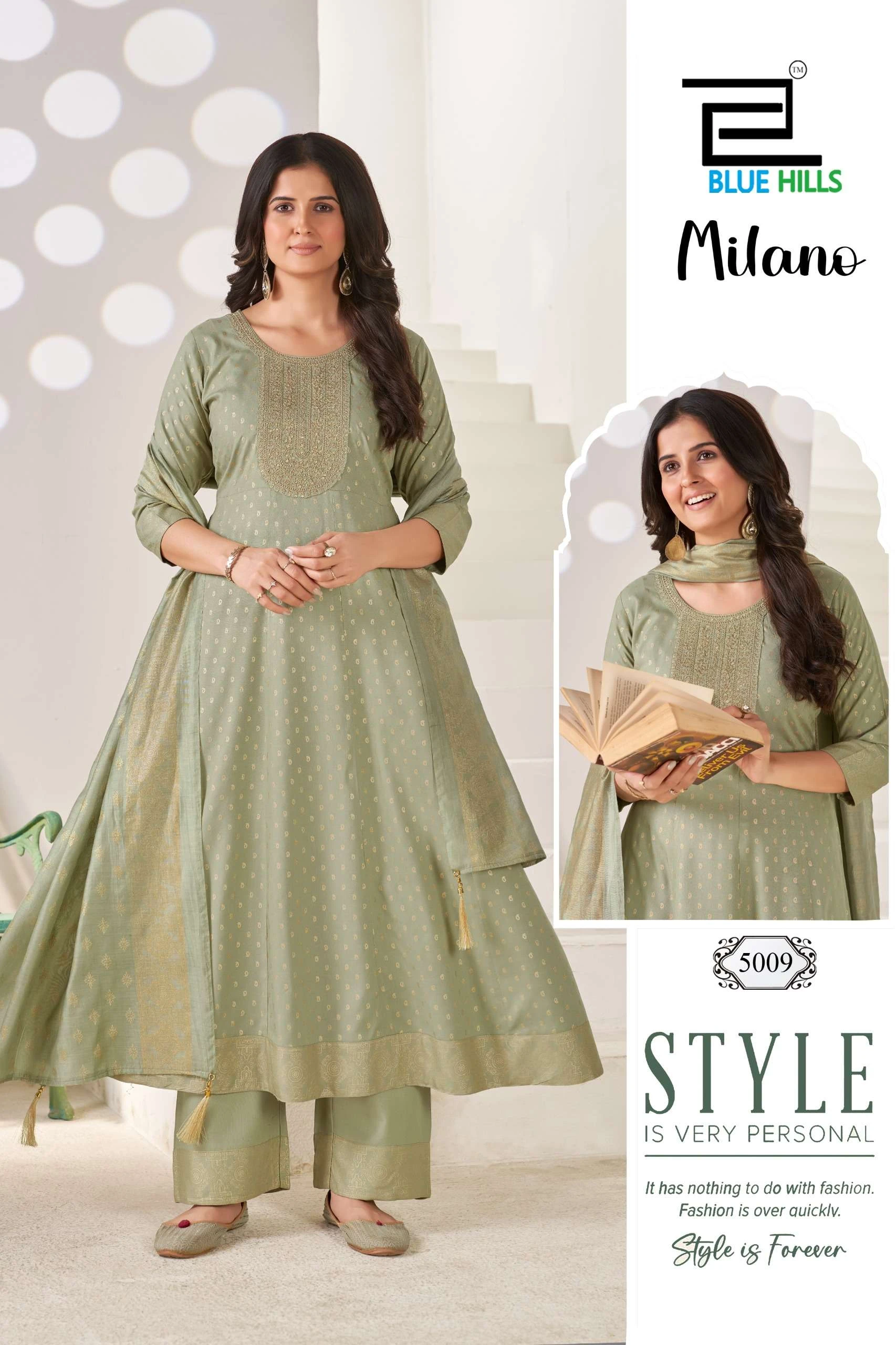 Blue Hills Milano Pus Size A Line Suits  With Dori And Sequence Work 7