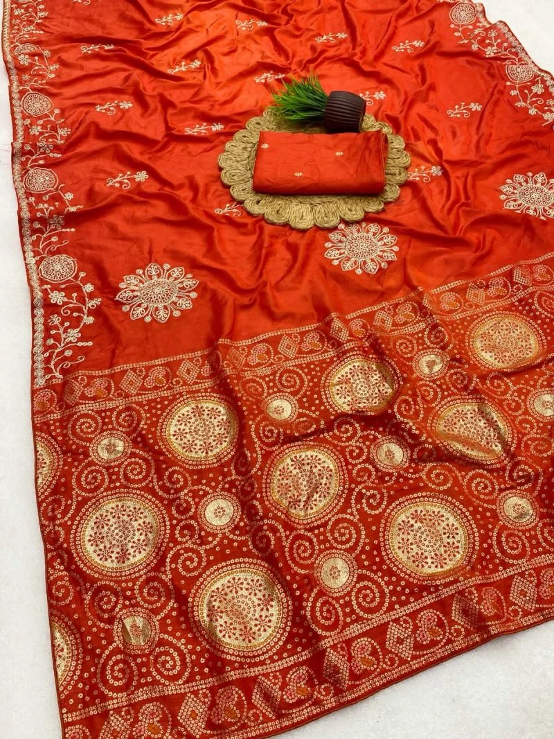 Bm 1 Silk Meena Zari Weaving Embroidered Saree Collection 3