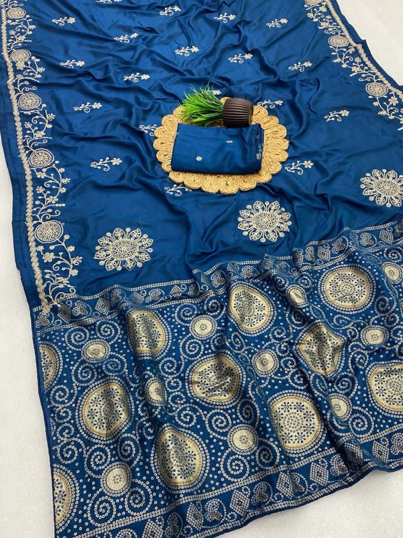 Bm 1 Silk Meena Zari Weaving Embroidered Saree Collection 4