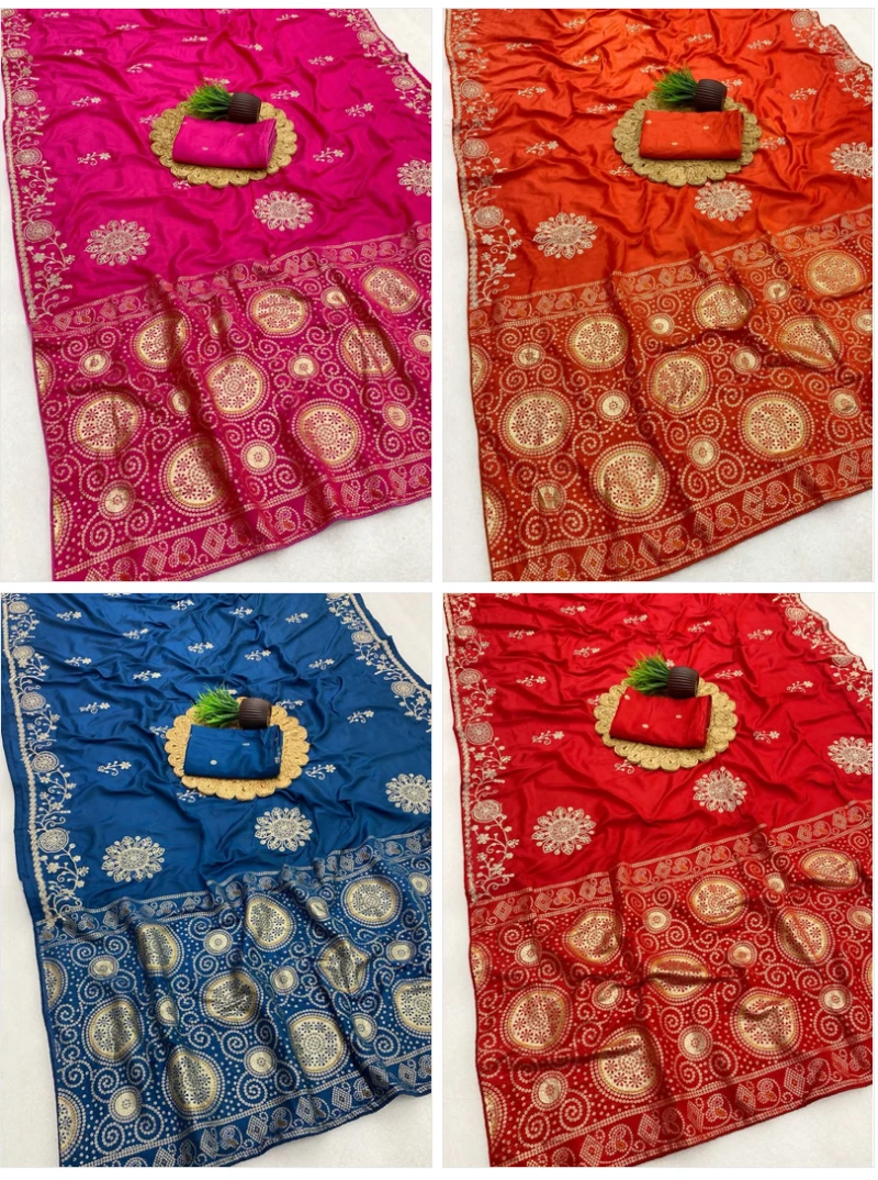 Bm 1 Silk Meena Zari Weaving Embroidered Saree Collection 6