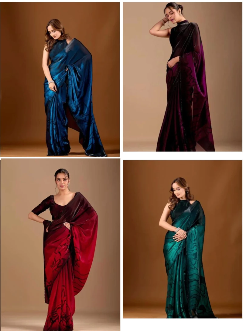 Bt 1314 Soft Space Silk Floral Print Saree Collection 10