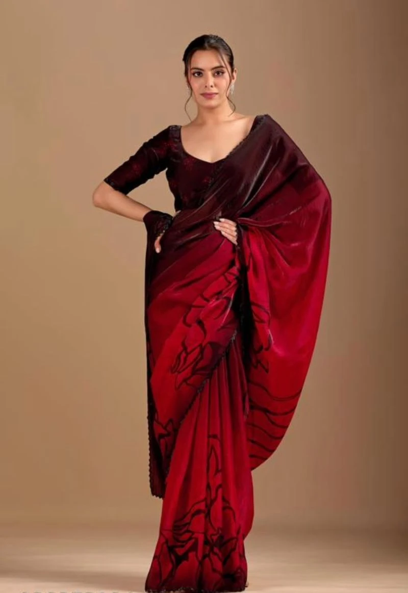 Bt 1314 Soft Space Silk Floral Print Saree Collection 2