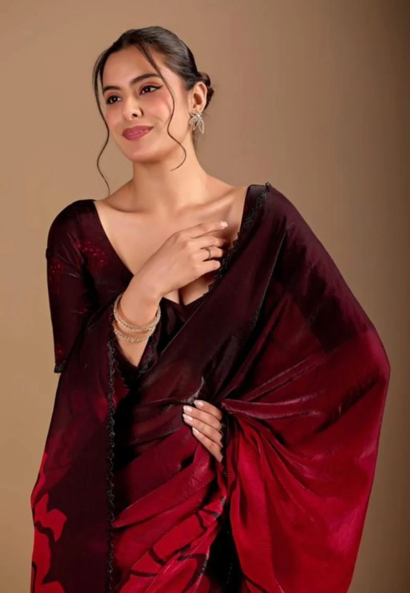 Bt 1314 Soft Space Silk Floral Print Saree Collection 4