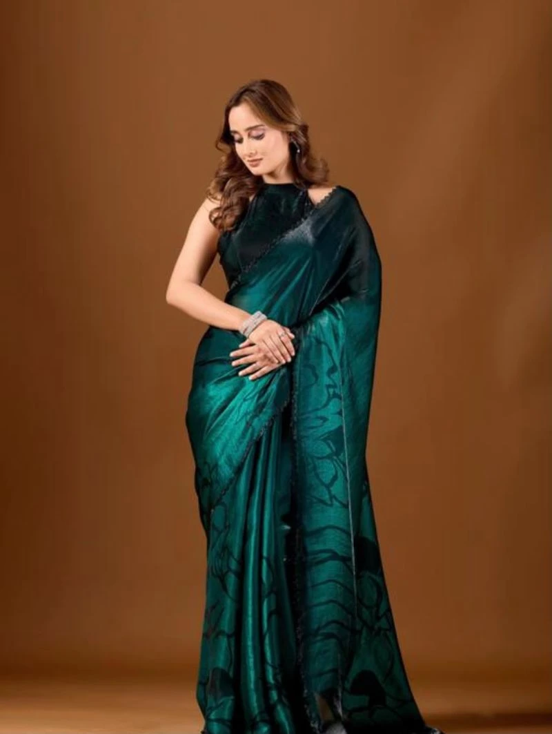 Bt 1314 Soft Space Silk Floral Print Saree Collection 9