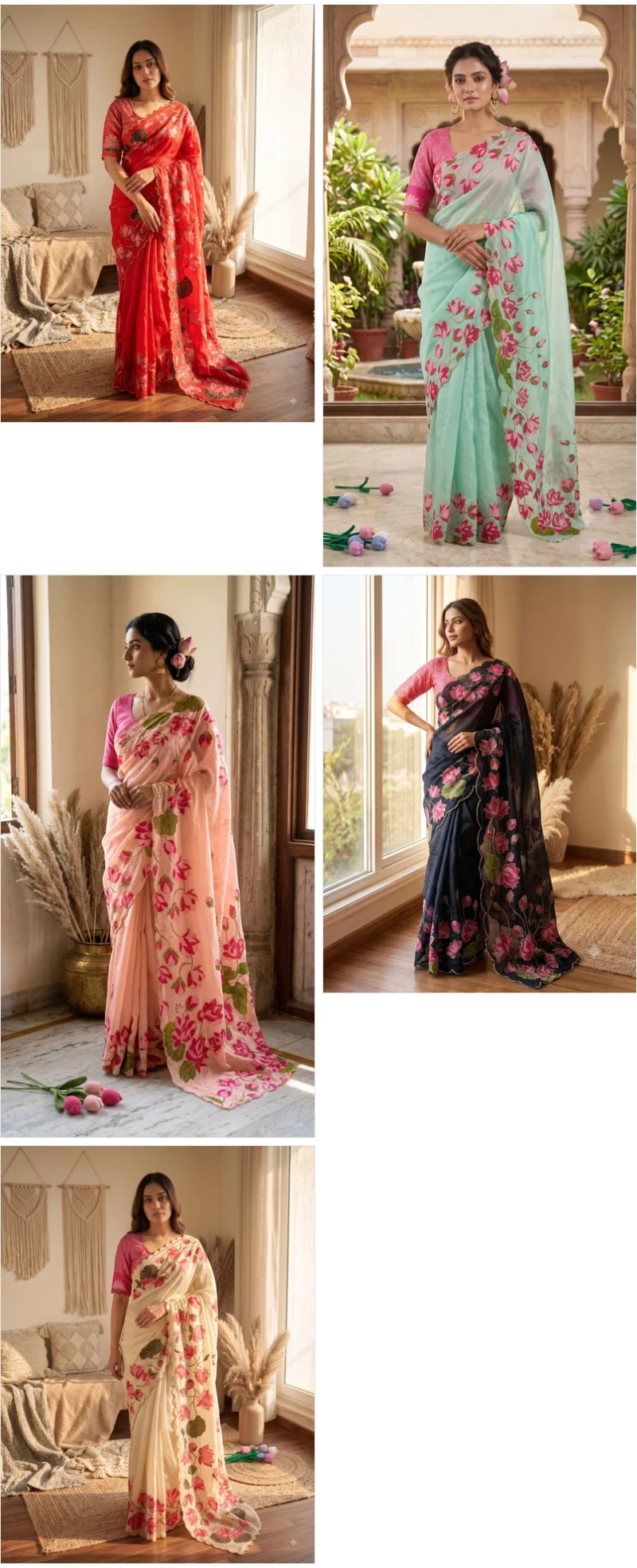 Bt 1316 Soft Tabby Silk Floral Printed Handworked Saree 7
