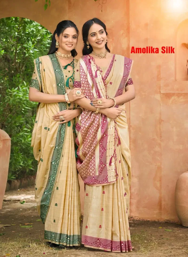 Bunawat Amolika Silk Assam Silk Sangam Prints Woven Work Saree