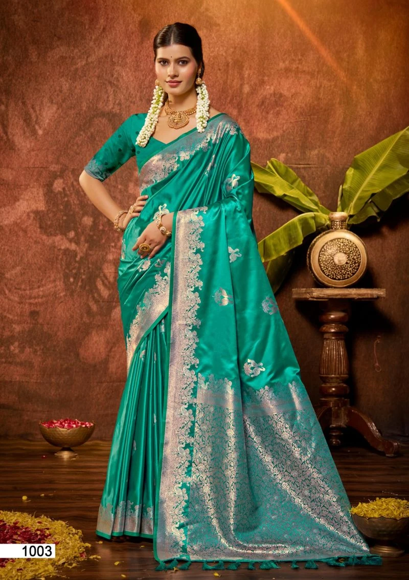Bunawat Masru Satan Vol 3 Satin Silk Sangam Prints Saree Collection 3