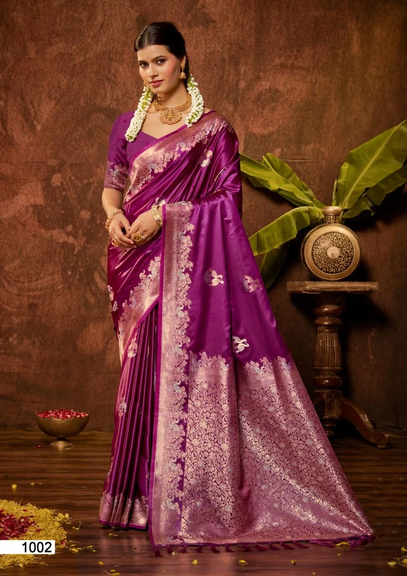 Bunawat Masru Satan Vol 3 Satin Silk Sangam Prints Saree Collection 4