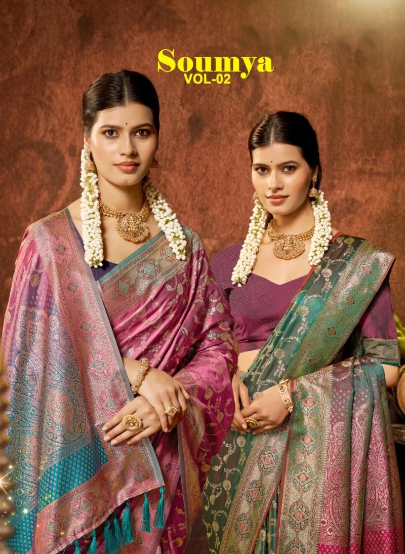 Bunawat Soumya 2 Satin Silk Sangam Prints Woven Work Saree 1