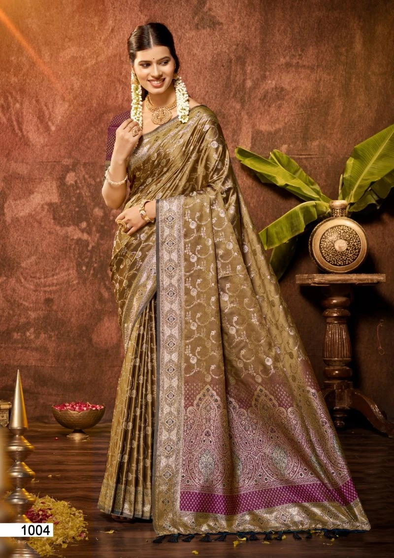 Bunawat Soumya 2 Satin Silk Sangam Prints Woven Work Saree 4