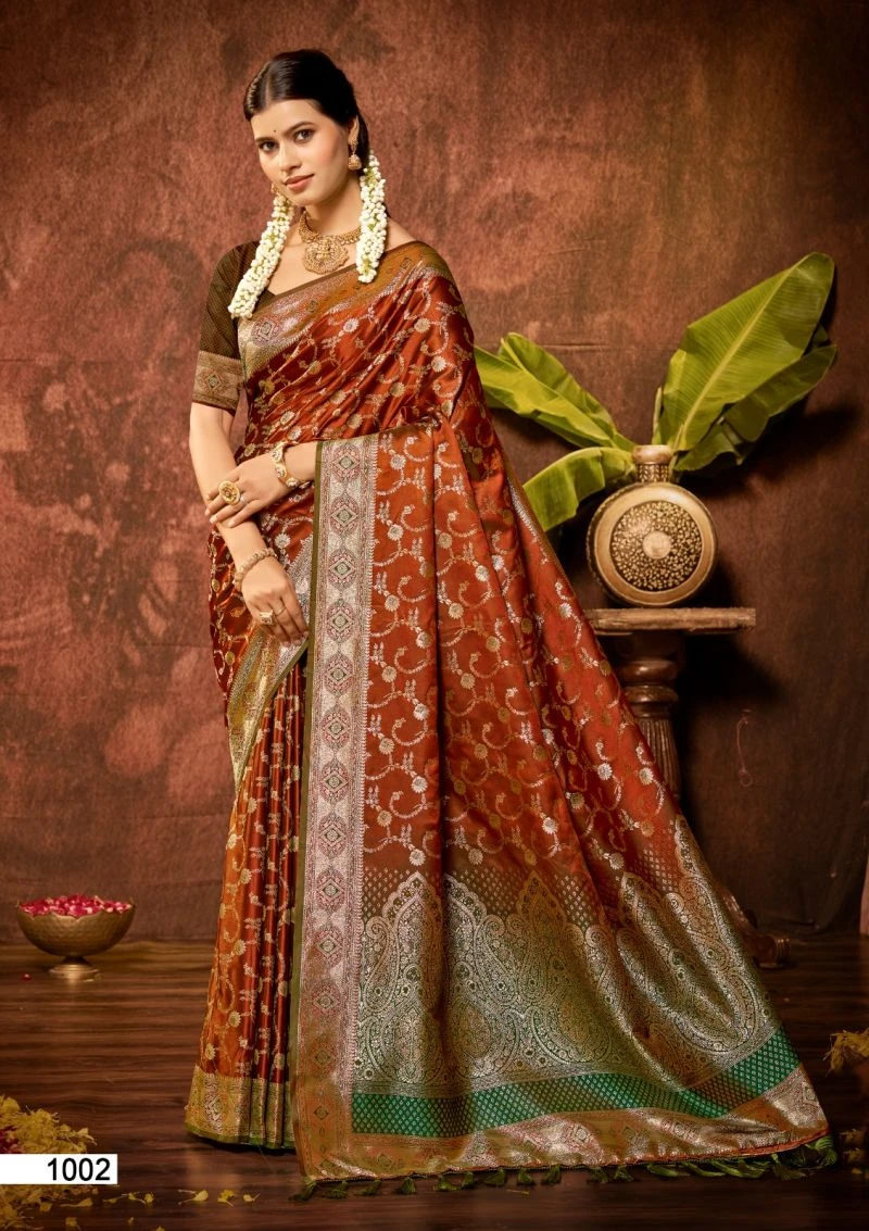 Bunawat Soumya 2 Satin Silk Sangam Prints Woven Work Saree 5