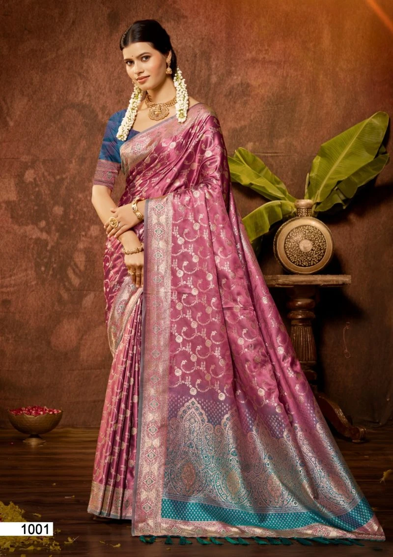 Bunawat Soumya 2 Satin Silk Sangam Prints Woven Work Saree 6