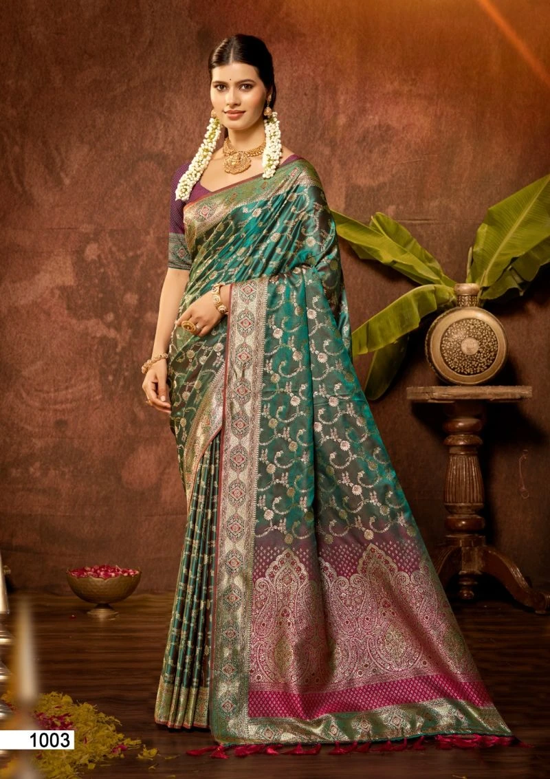 Bunawat Soumya 2 Satin Silk Sangam Prints Woven Work Saree 7