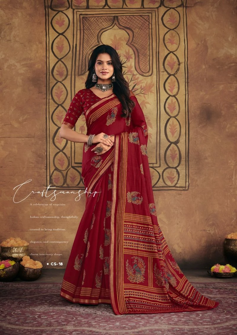 Cockatoos Silk Soft Cotton Kalamkari Printed Saree 10
