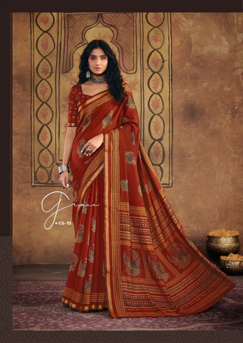 Cockatoos Silk Soft Cotton Kalamkari Printed Saree 11