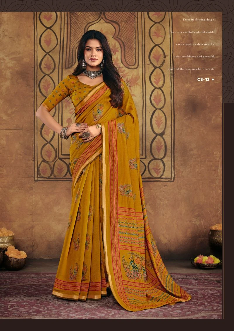 Cockatoos Silk Soft Cotton Kalamkari Printed Saree 12