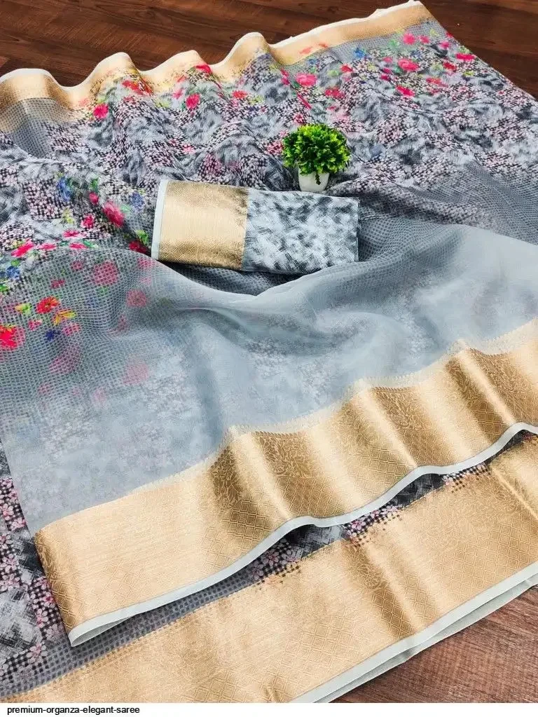Colkalam Silk Organza Digital Printed Saree Collection 4